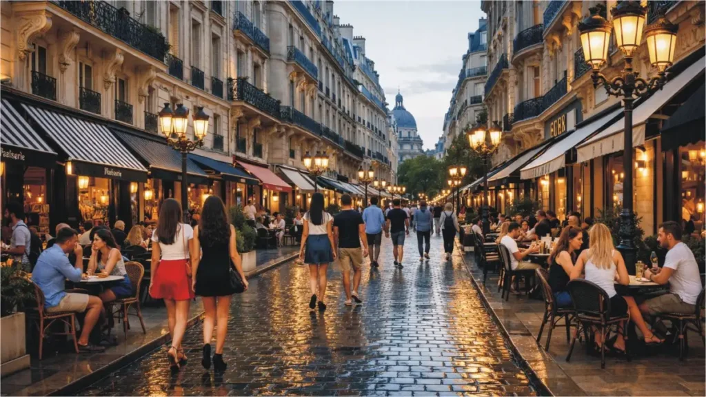 Visa Without Documents - Visit The "Paris of the East" for €30 4 A view of Nizami Street in Baku, Azerbaijan, people sitting on cafes and fun time, and few are walking on the street