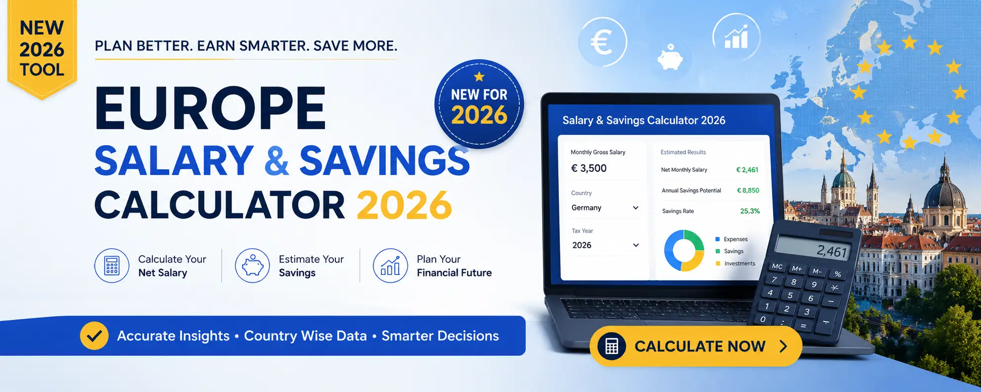 Europe Salary Savings Calculator 2026 tool