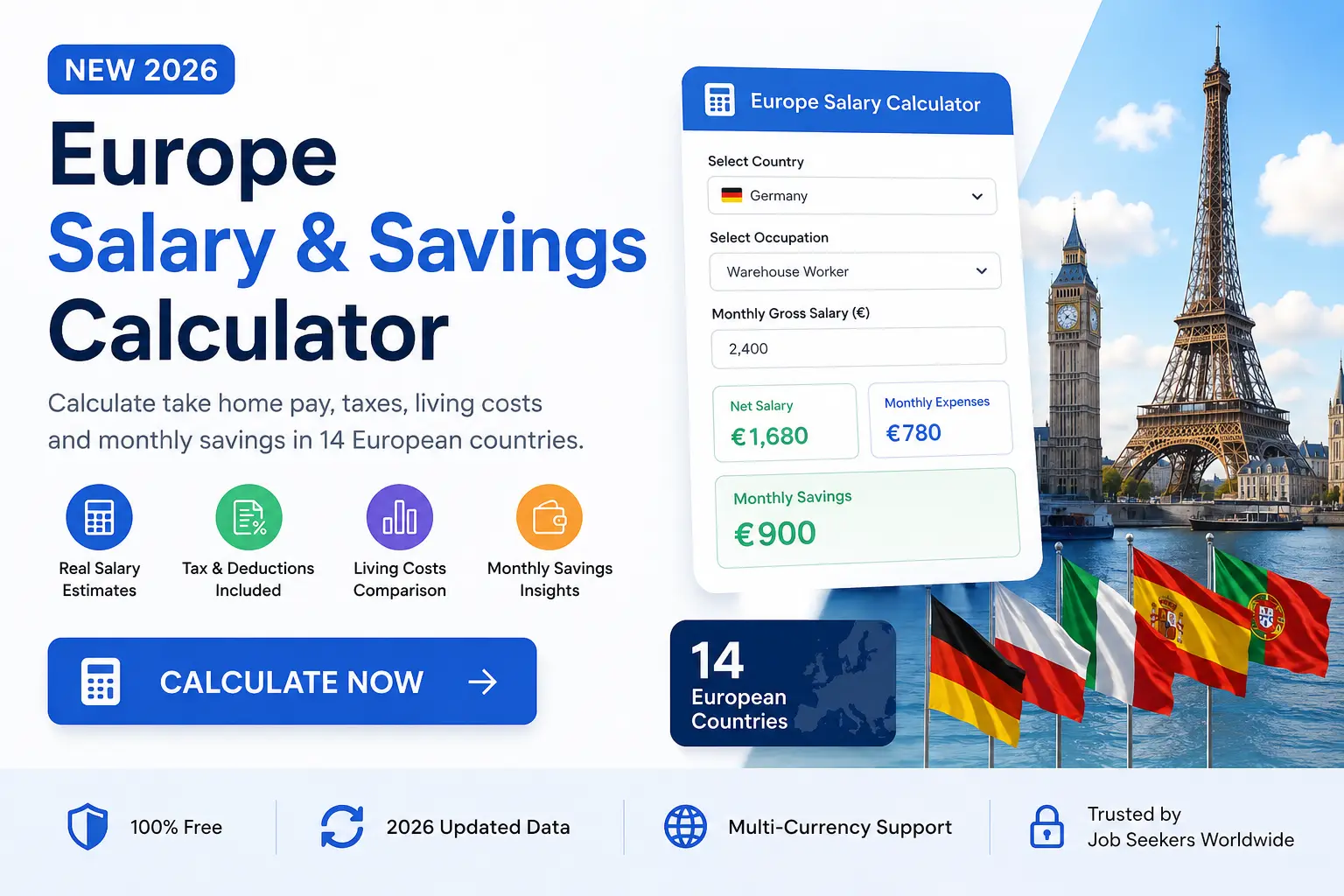 Europe Salary Savings Calculator 2026